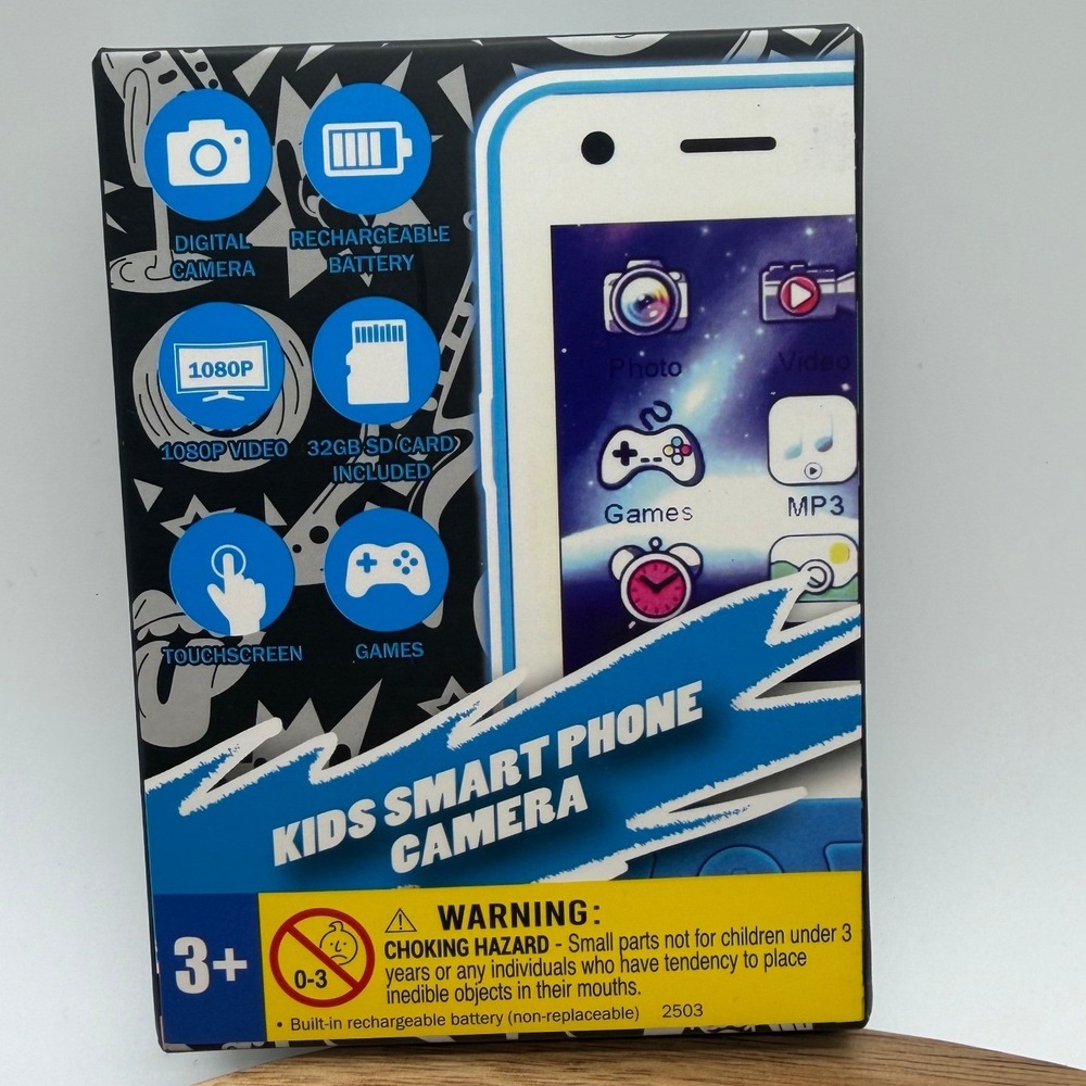 Magnavox Kids Smart Phone Camera Blue Touchscreen 1080P Video 32GB SD Card